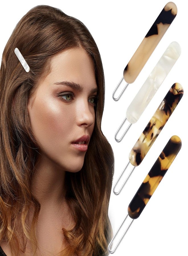 Mxxipp 4Pcs French Barrettes Slides Clips for Women Fine Hair 2 Inch Tortoise Shell No-slip Grip Clasp Classic Glossy Acrylic Hair Clips Ponytail Holders for Girls - Image 1